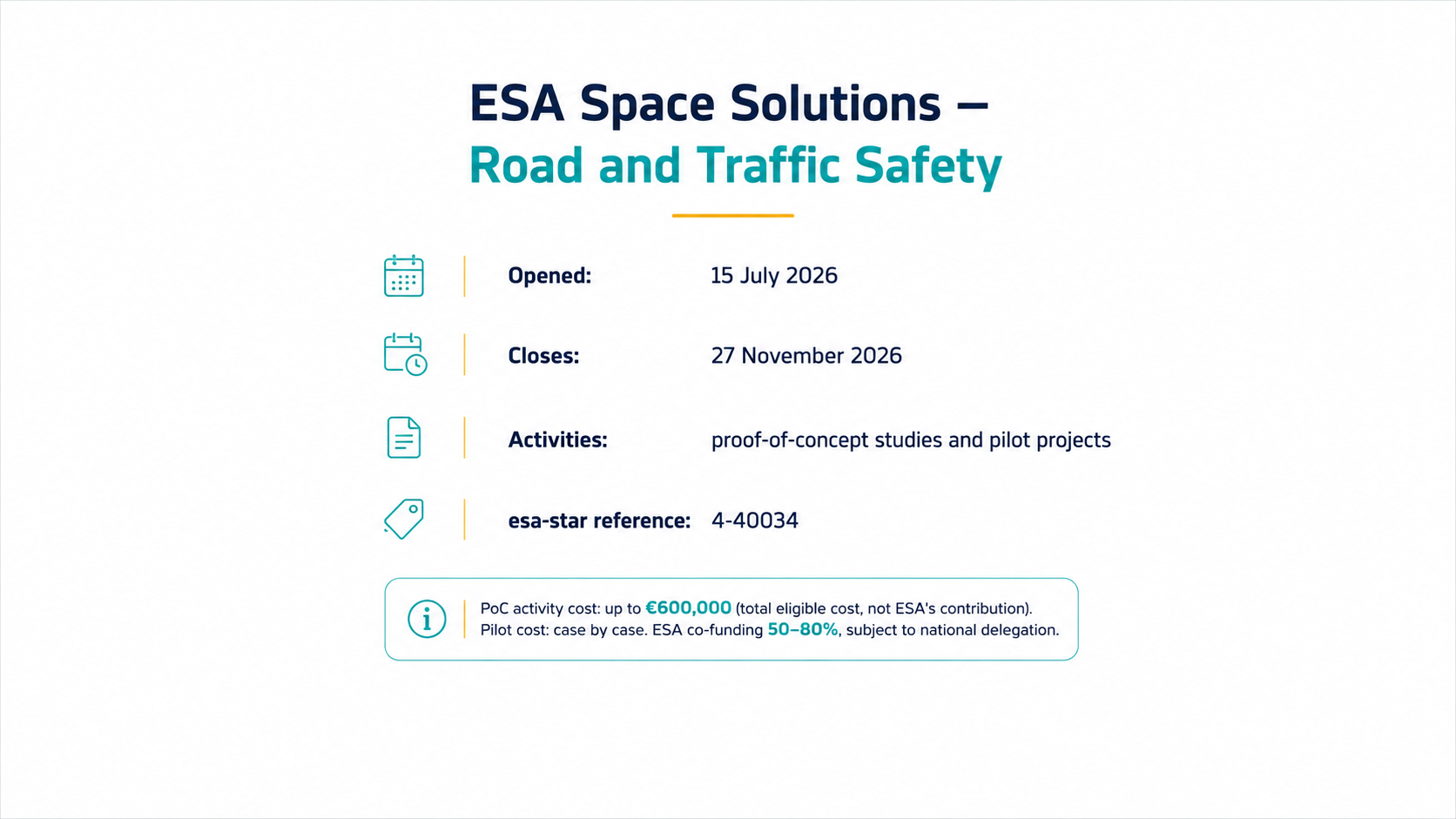 Funding Radar: ESA's Road and Traffic Safety Call Runs to 27 November